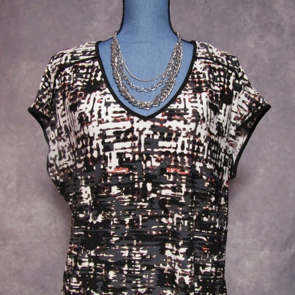 Metaphor Black Gray Abstract Print Shift Dress 12 - Picture 3 of 5